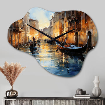 Italy Venetian Reflections I - Asymmetric Metal Wall Clock